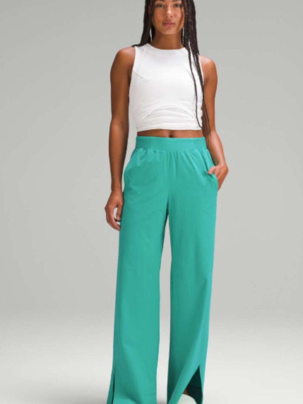 Lululemon Stretch Woven Wide-Leg High-Rise Pant Kelly Green-Medium